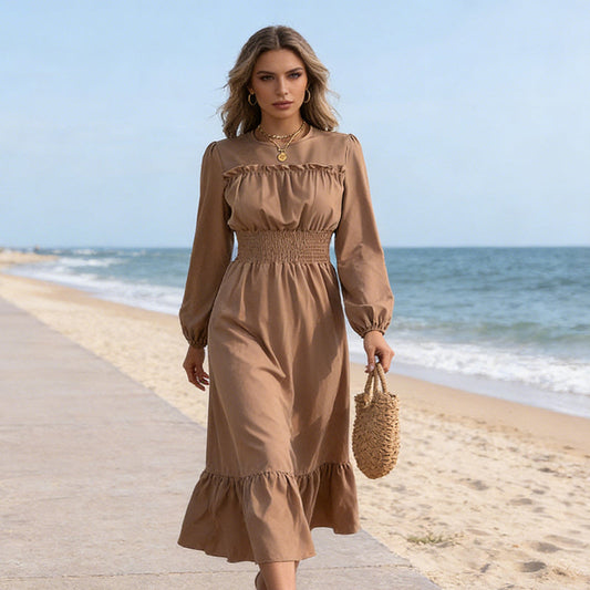 👗New arrival 50% OFF!🥰Women's Long-Sleeve Smocked Ruffle Maxi Dress