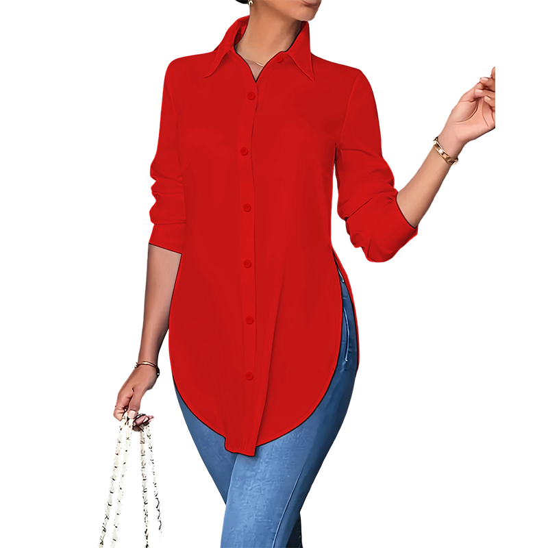 Women's Long Sleeve Shirt with High-Low Hem