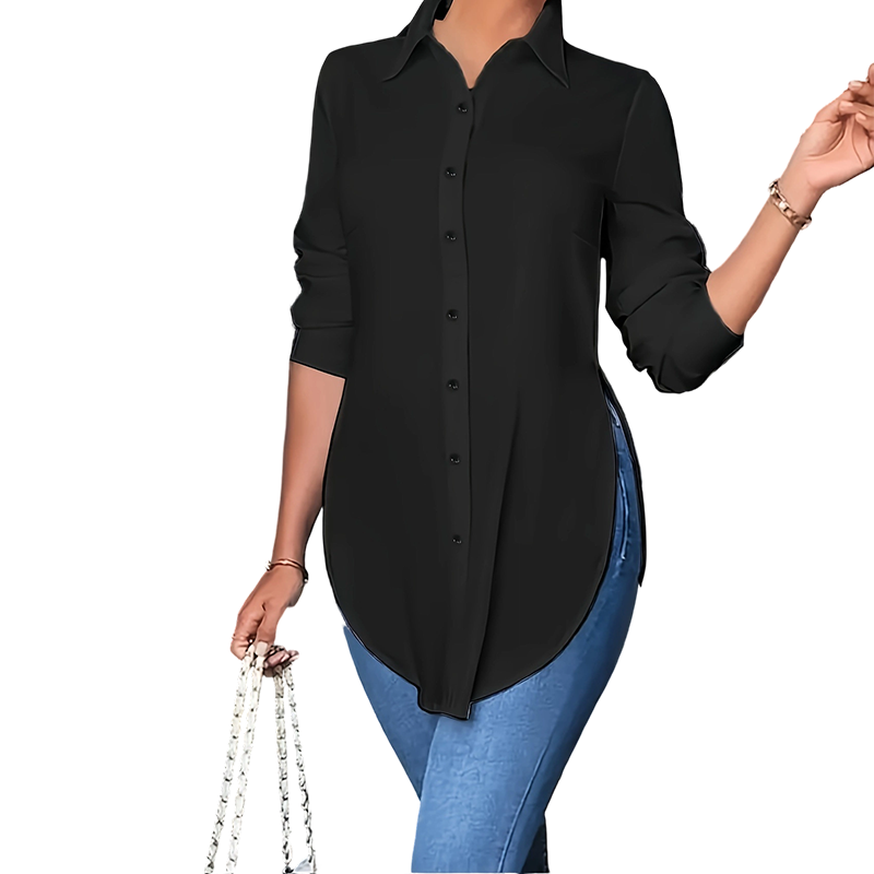 Women's Long Sleeve Shirt with High-Low Hem