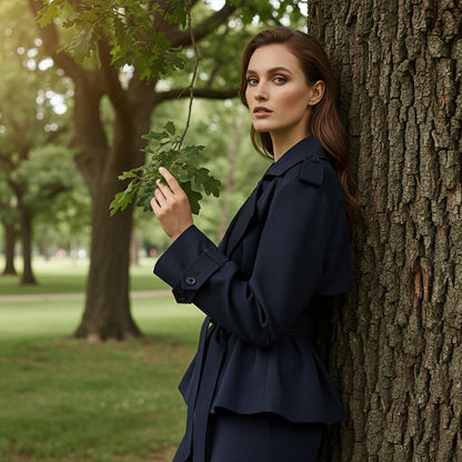 Long Sleeve Wrap Jacket With Wide Lapel
