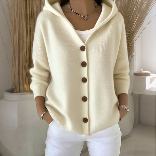 Women's Hooded Button-Up Knit Cardigan
