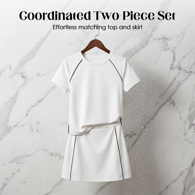 Summer Sporty 2-Piece Set with Contrast Piping