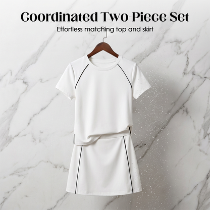 Summer Sporty 2-Piece Set with Contrast Piping