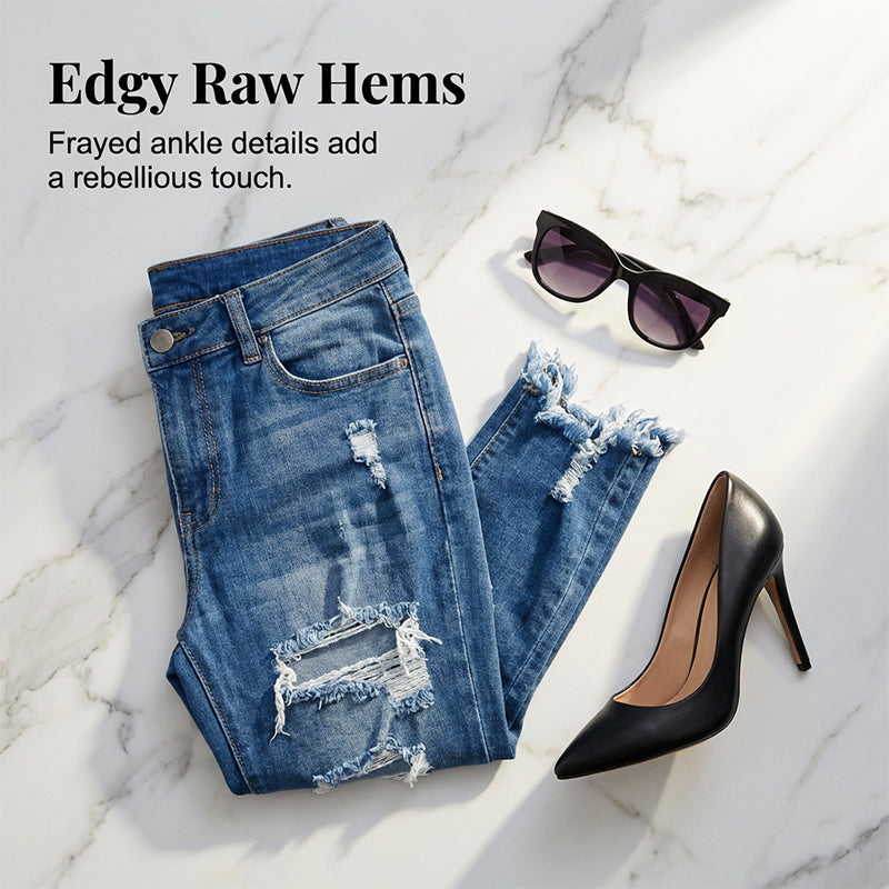 High-Waisted Ripped Skinny Jeans for Women