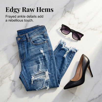 High-Waisted Ripped Skinny Jeans for Women