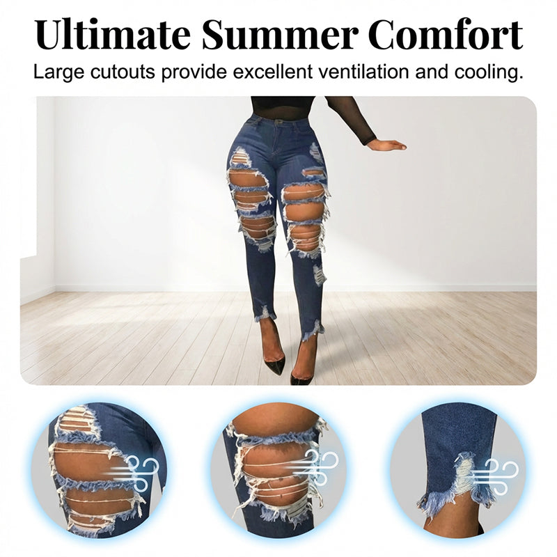 High-Waisted Ripped Skinny Jeans for Women