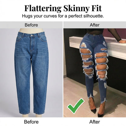 High-Waisted Ripped Skinny Jeans for Women