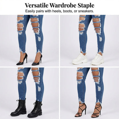High-Waisted Ripped Skinny Jeans for Women