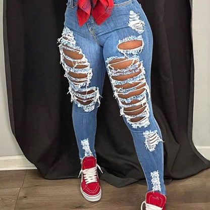High-Waisted Ripped Skinny Jeans for Women