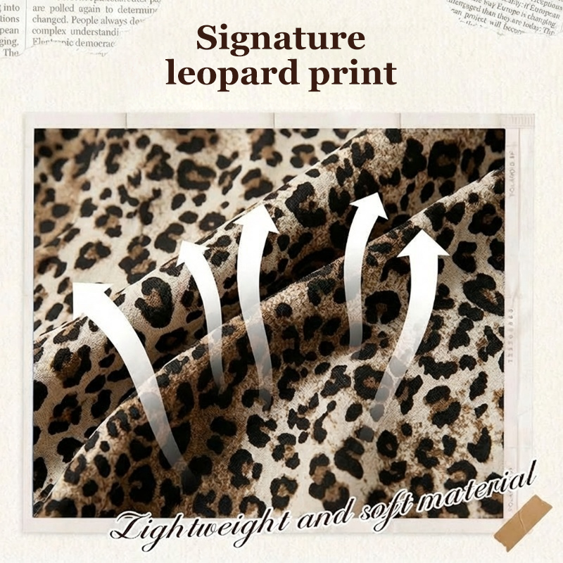 Women's Leopard Print Shirt with Contrast Mesh – Long Sleeve, Flattering Fit & Office-to-Evening Versatility