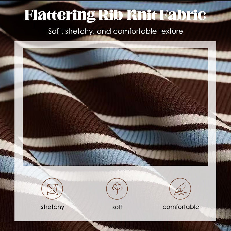 Women's Striped Knit 2-Piece Set – Soft Stretch Knit Fabric, Classic Striped Pattern, Effortless Matching & Versatile 🧶