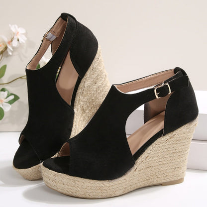 📢📢BIG SALE !!⏰Women's Platform Buckle Strap Peep Toe Sandals