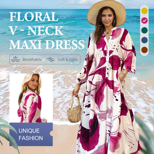 Women’s Floral V-Neck Maxi Dress