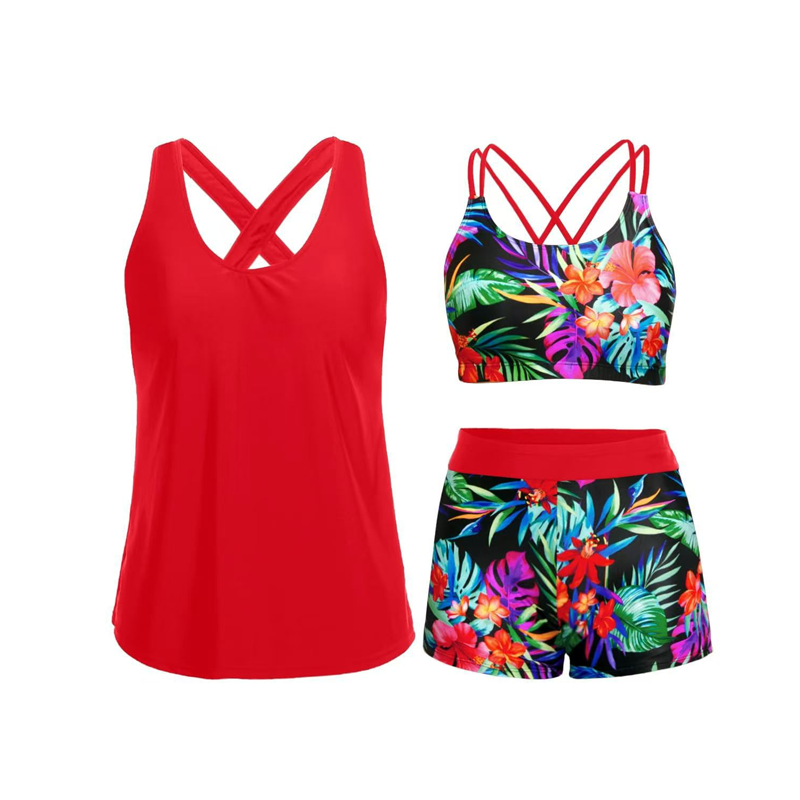 Women's 3-Piece Tankini Swimsuit with Shorts