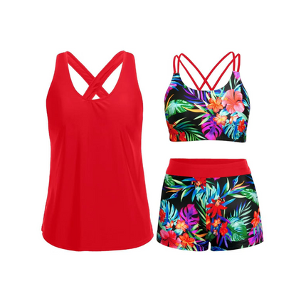 Women's 3-Piece Tankini Swimsuit with Shorts