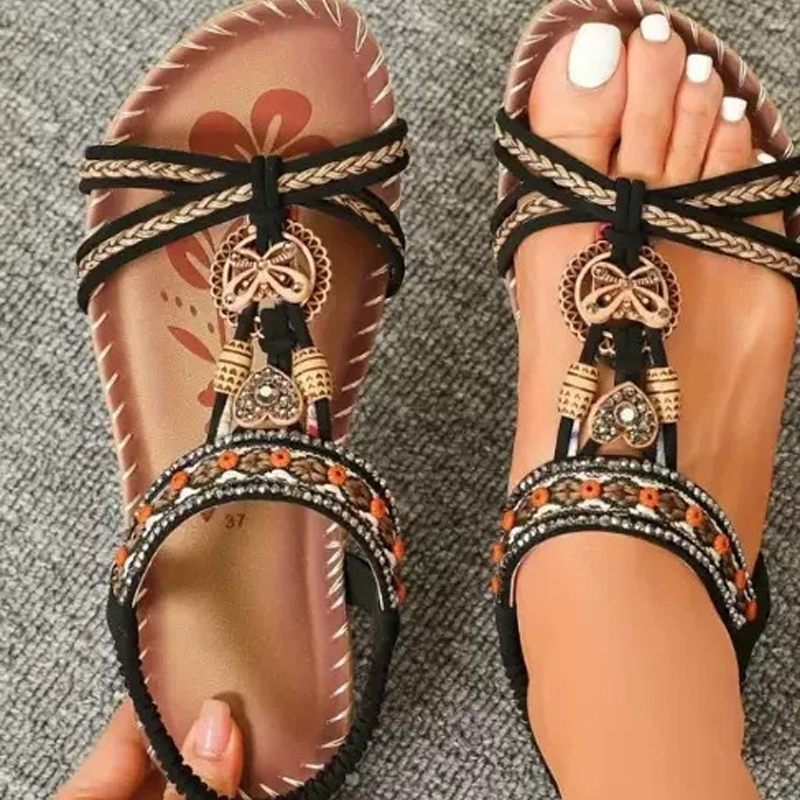 Women's Bohemian Beaded Flat Sandals