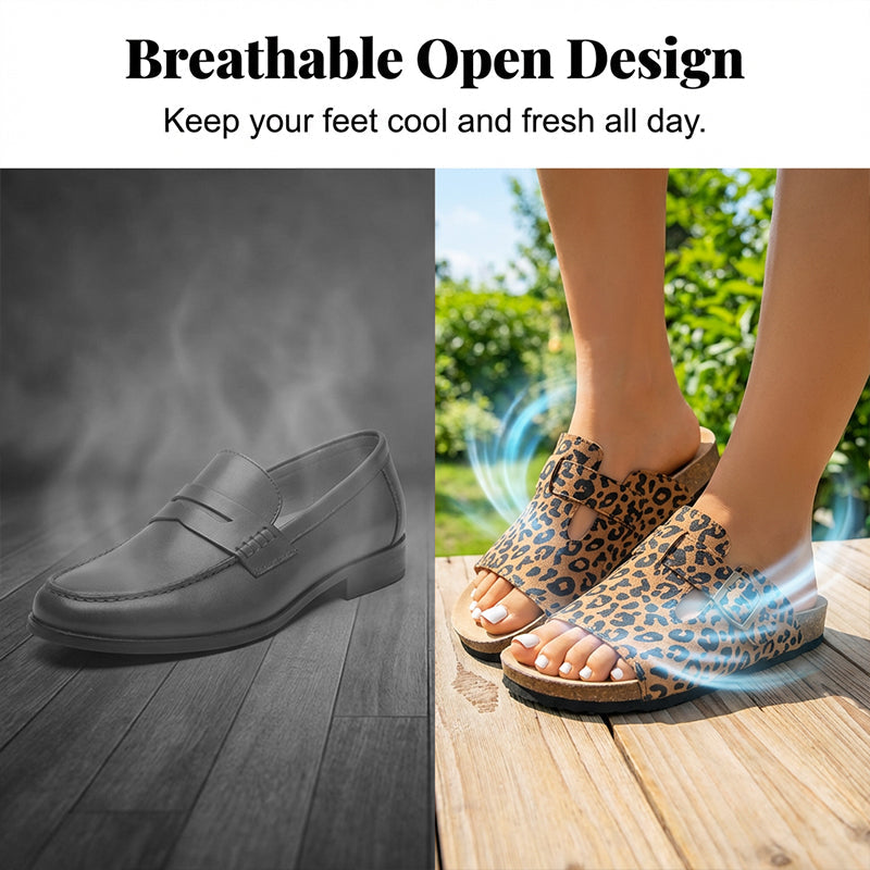 Leopard Print Buckle Platform Slippers