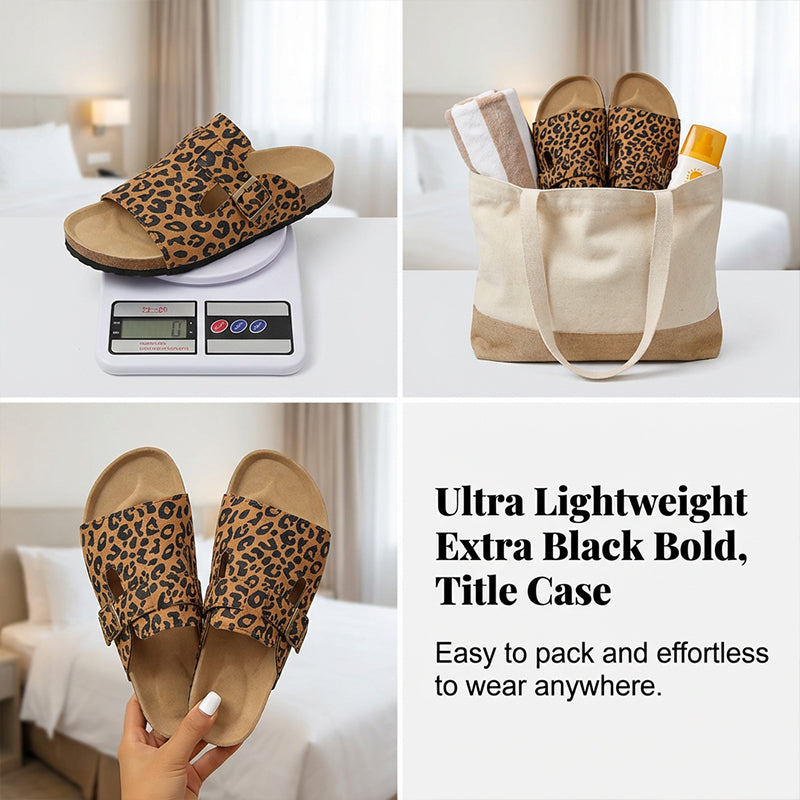 Leopard Print Buckle Platform Slippers