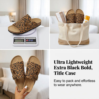 Leopard Print Buckle Platform Slippers