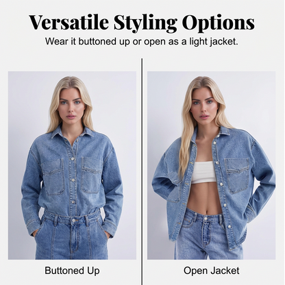 Women's Casual Long Sleeve Denim Shirt Jacket