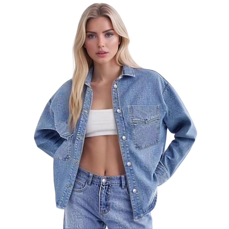 Women's Casual Long Sleeve Denim Shirt Jacket