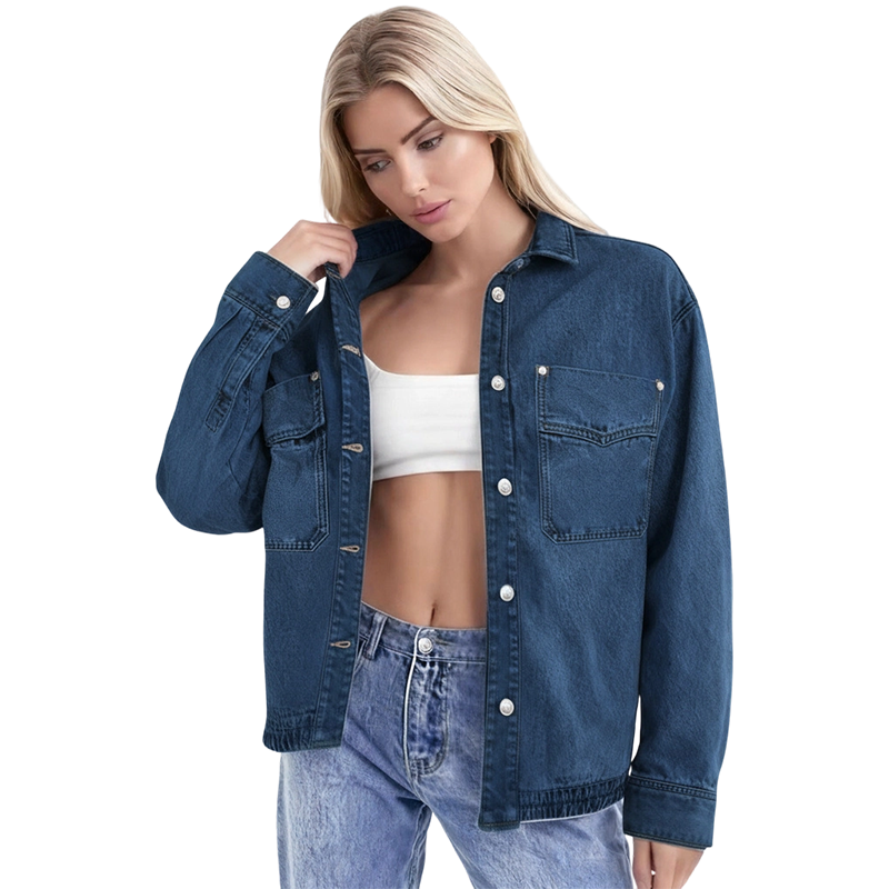 Women's Casual Long Sleeve Denim Shirt Jacket
