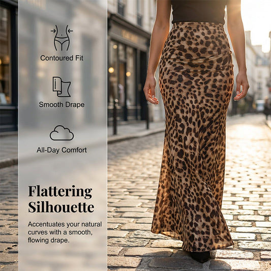 Casual Chic Leopard Print Long Skirt