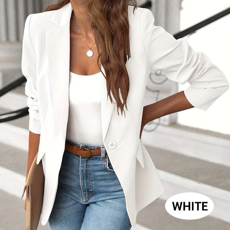 🎁New arrival 50% OFF💥Elegant Soft Solid Color Lapel Buttons Jacket