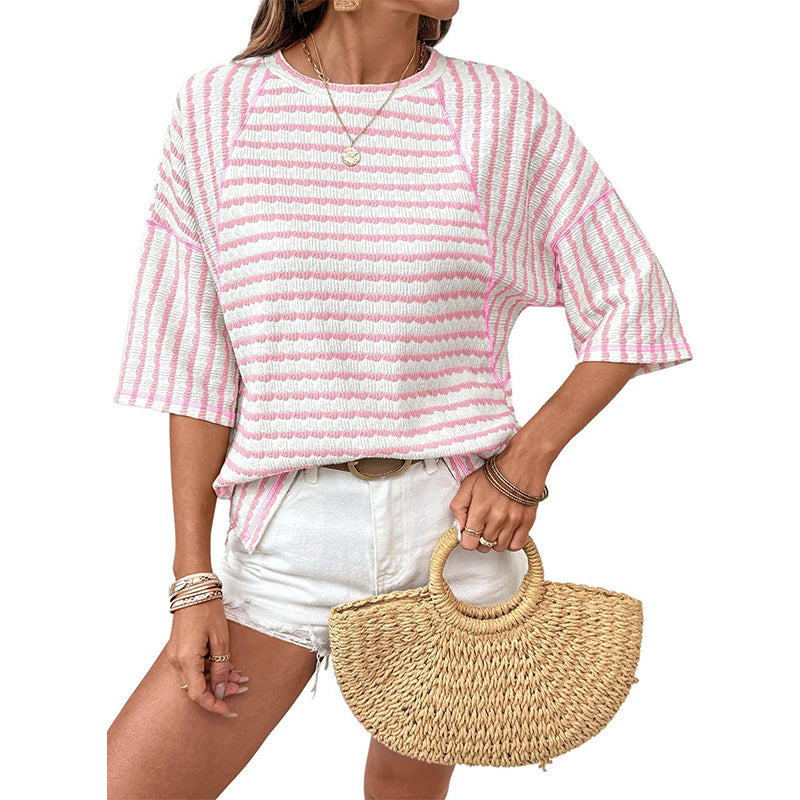 👕HOT SALE 49% OFF✨Women's Striped Relaxed Fit T-Shirt