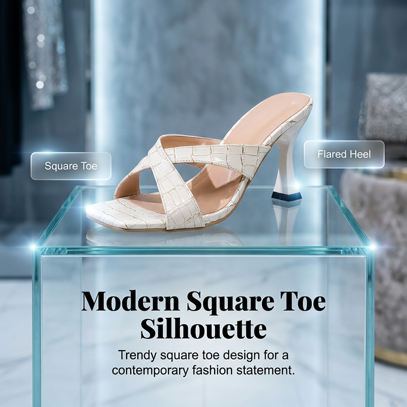 Women's Open Toe Slip-On Heeled Sandals
