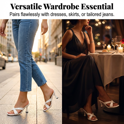Women's Open Toe Slip-On Heeled Sandals
