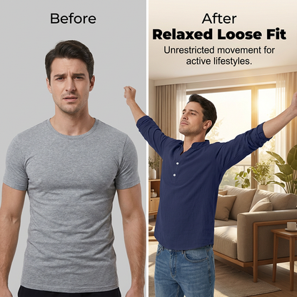 Men's Casual Linen Blend Henley – Breathable, Wrinkle-Free & Effortlessly Cool ✨