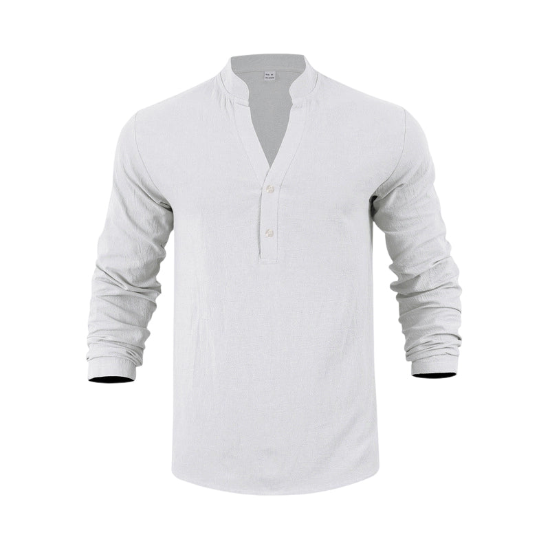 Men's Casual Linen Blend Henley – Breathable, Wrinkle-Free & Effortlessly Cool ✨