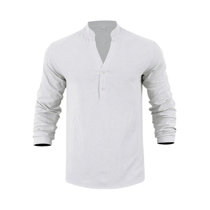 Men's Casual Linen Blend Henley – Breathable, Wrinkle-Free & Effortlessly Cool ✨