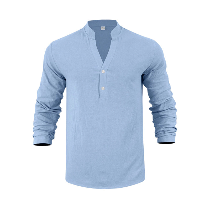 Men's Casual Linen Blend Henley – Breathable, Wrinkle-Free & Effortlessly Cool ✨