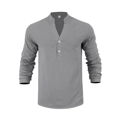 Men's Casual Linen Blend Henley – Breathable, Wrinkle-Free & Effortlessly Cool ✨