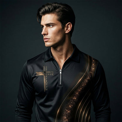 🎁New arrival 50% OFF💥Men's Casual Retro Long Sleeve Zip-Up Polo Shirt