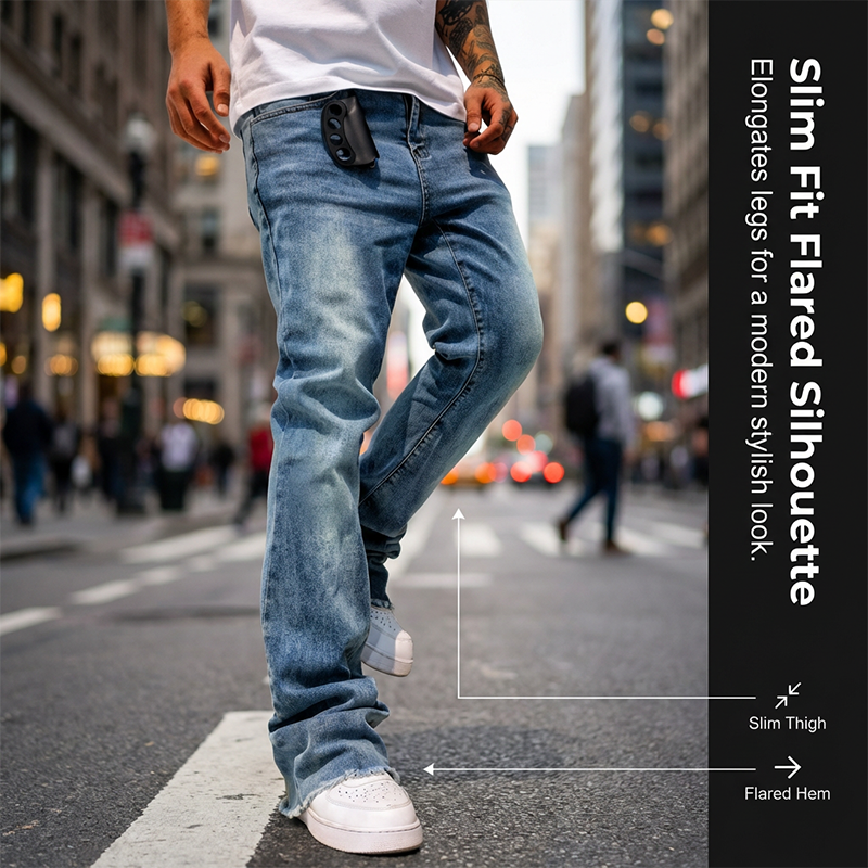 Men's Streetwear Style Flare Jeans