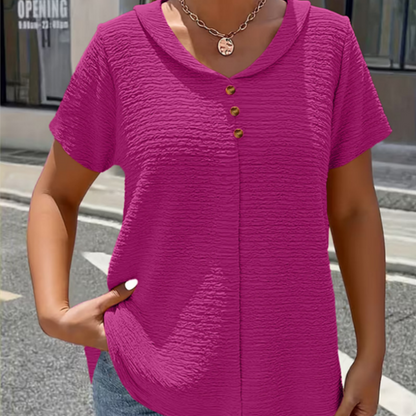 Women's Textured V-Neck Top – Wrinkle-Resistant & Relaxed Fit ✨