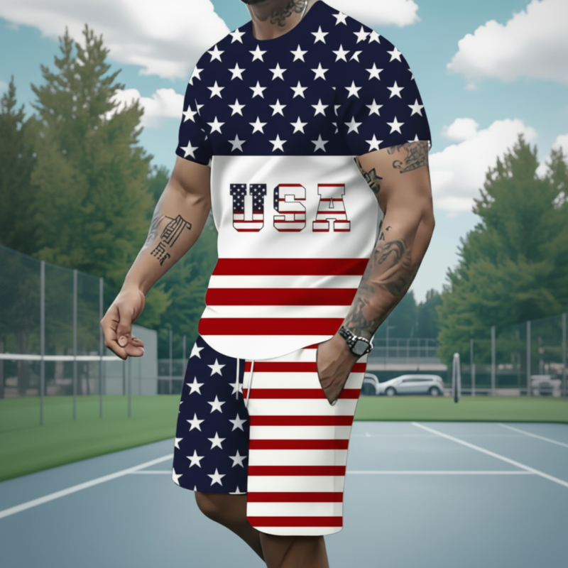 Men's Casual T-Shirt & Shorts 2-Piece Set