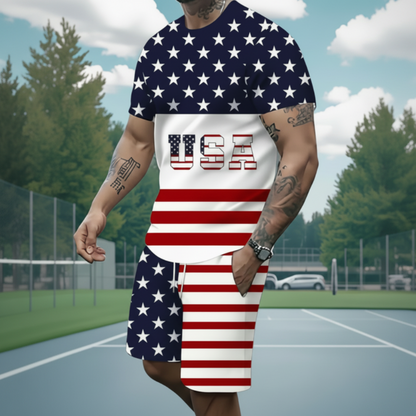 Men's Casual T-Shirt & Shorts 2-Piece Set