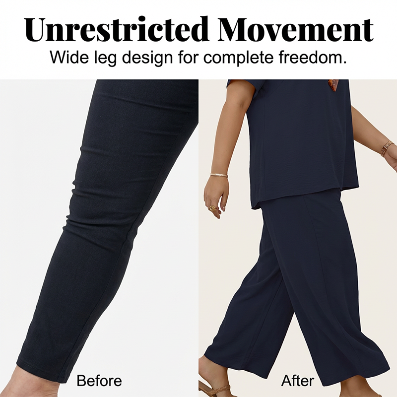 💎 Women's Casual Short-Sleeve Top and Wide-Leg Pants Set💎 Relaxed Fit, Breathable Fabric & V-Neck Design ✨