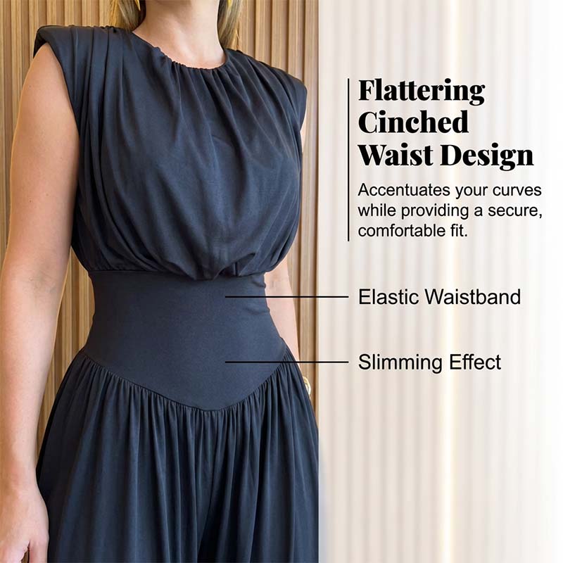 💎 -50% on Elegant High Waist Jumpsuit！💎 Padded Shoulders, Corset Waist & Dramatic High-Slit for a Powerful Statement✨