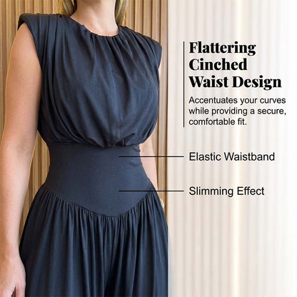 💎 -50% on Elegant High Waist Jumpsuit！💎 Padded Shoulders, Corset Waist & Dramatic High-Slit for a Powerful Statement✨