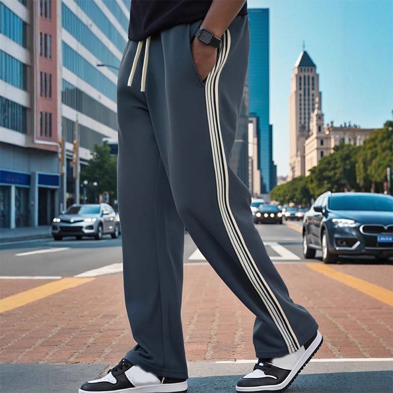 Men's Casual Striped Straight-Leg Pants