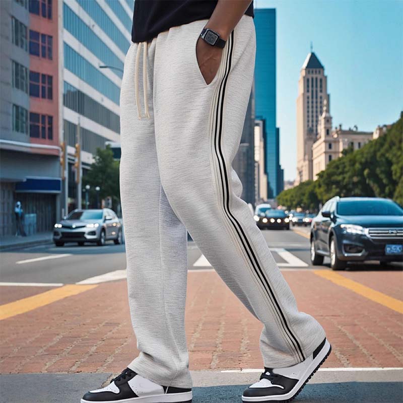 Men's Casual Striped Straight-Leg Pants
