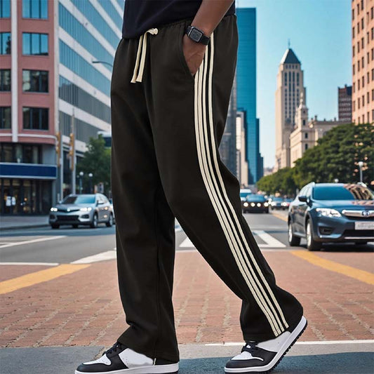Men's Casual Striped Straight-Leg Pants