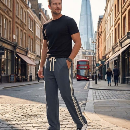 Men's Casual Striped Straight-Leg Pants