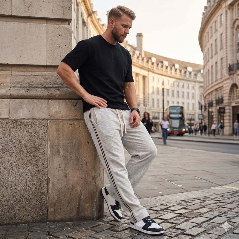 Men's Casual Striped Straight-Leg Pants
