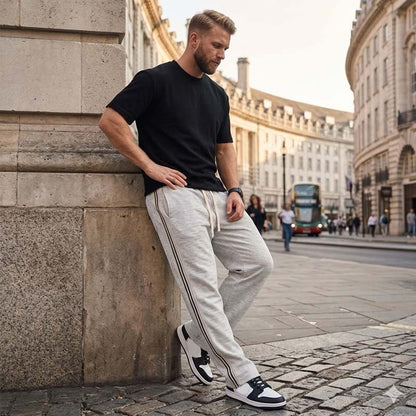 Men's Casual Striped Straight-Leg Pants